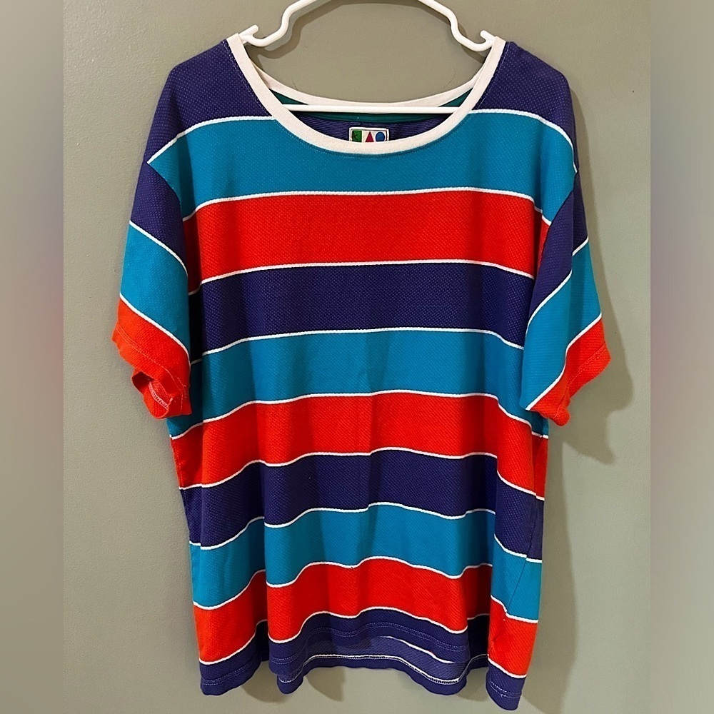 Vintage Tropicalia men's short sleeve shirt striped size extra large
